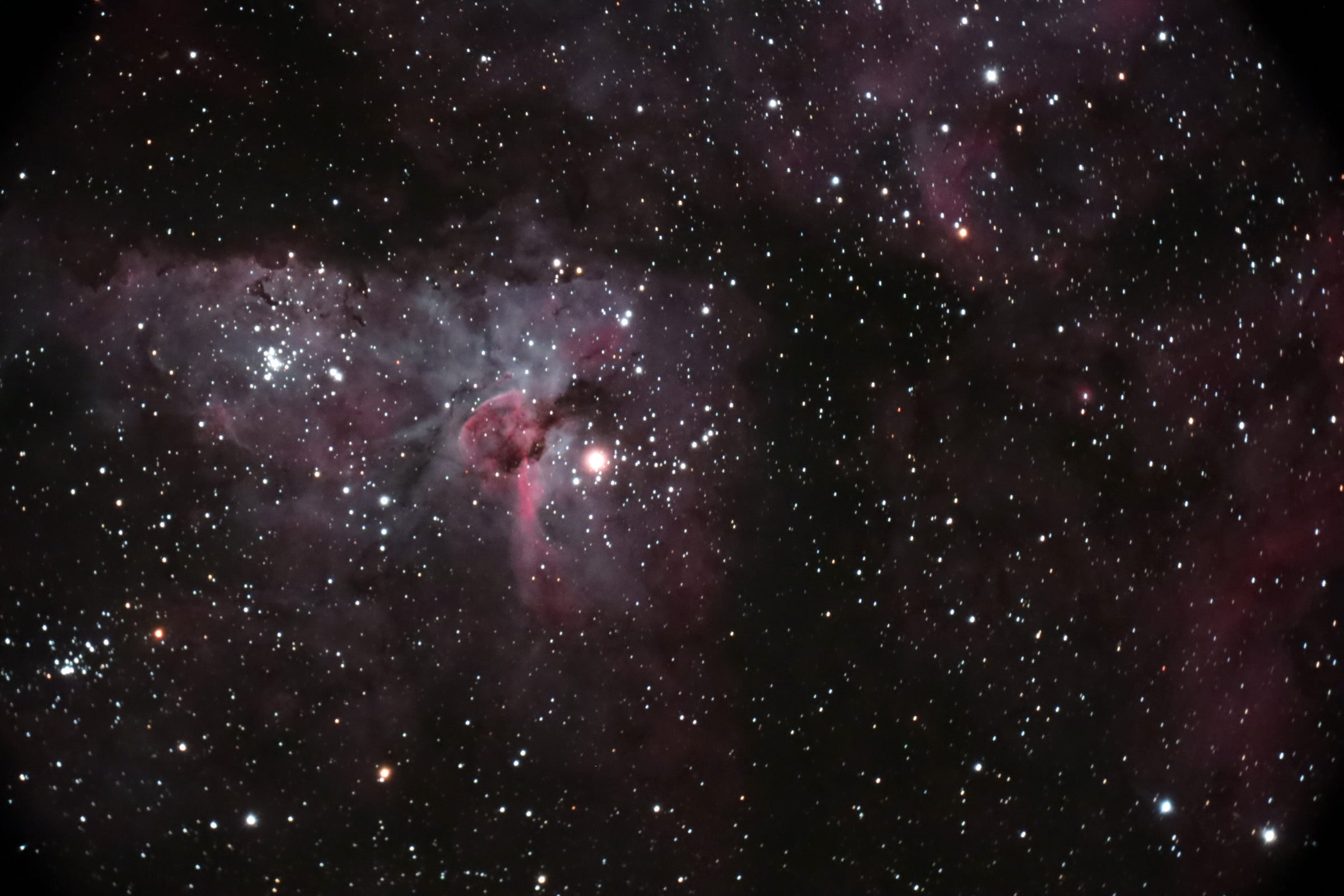 Learn astrophotography, we provide introductory (or advanced) lessons on photographing the night sky. Here is a quick photo of the Eta Carinae nebula with a Canon Ra, taken through our LX 200 telescope.