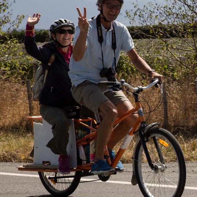 Catching a ride through Martinborough. No lycra cycling