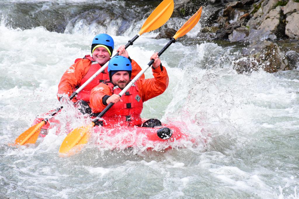 Team work makes the dream work in the Duckies, paddling down the river in your own boat is an awesome feeling and knowing your river guides are there to keep you safe but most of the time just laugh when you fall out.