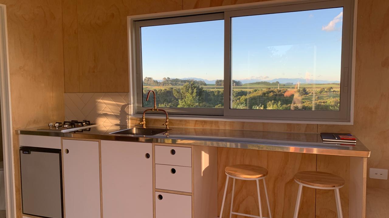 Kitchen with a view across the valley.