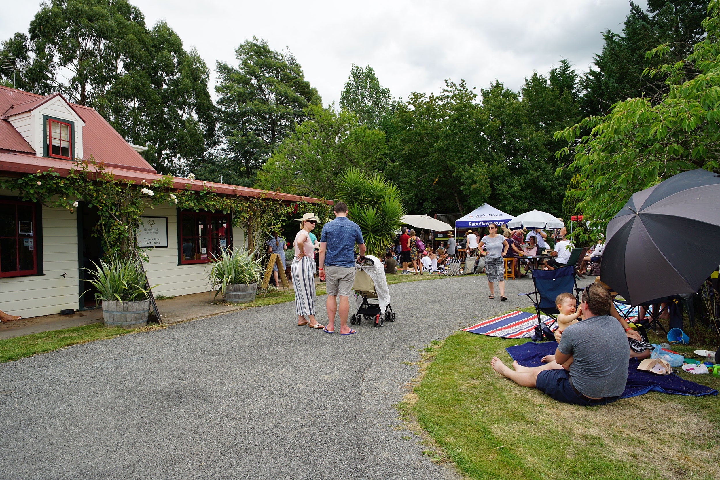 People picnicking on the lawn 