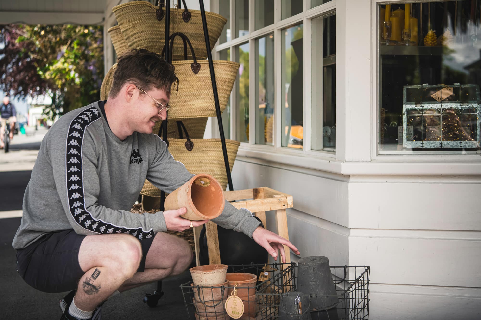 Man shopping for plant pots