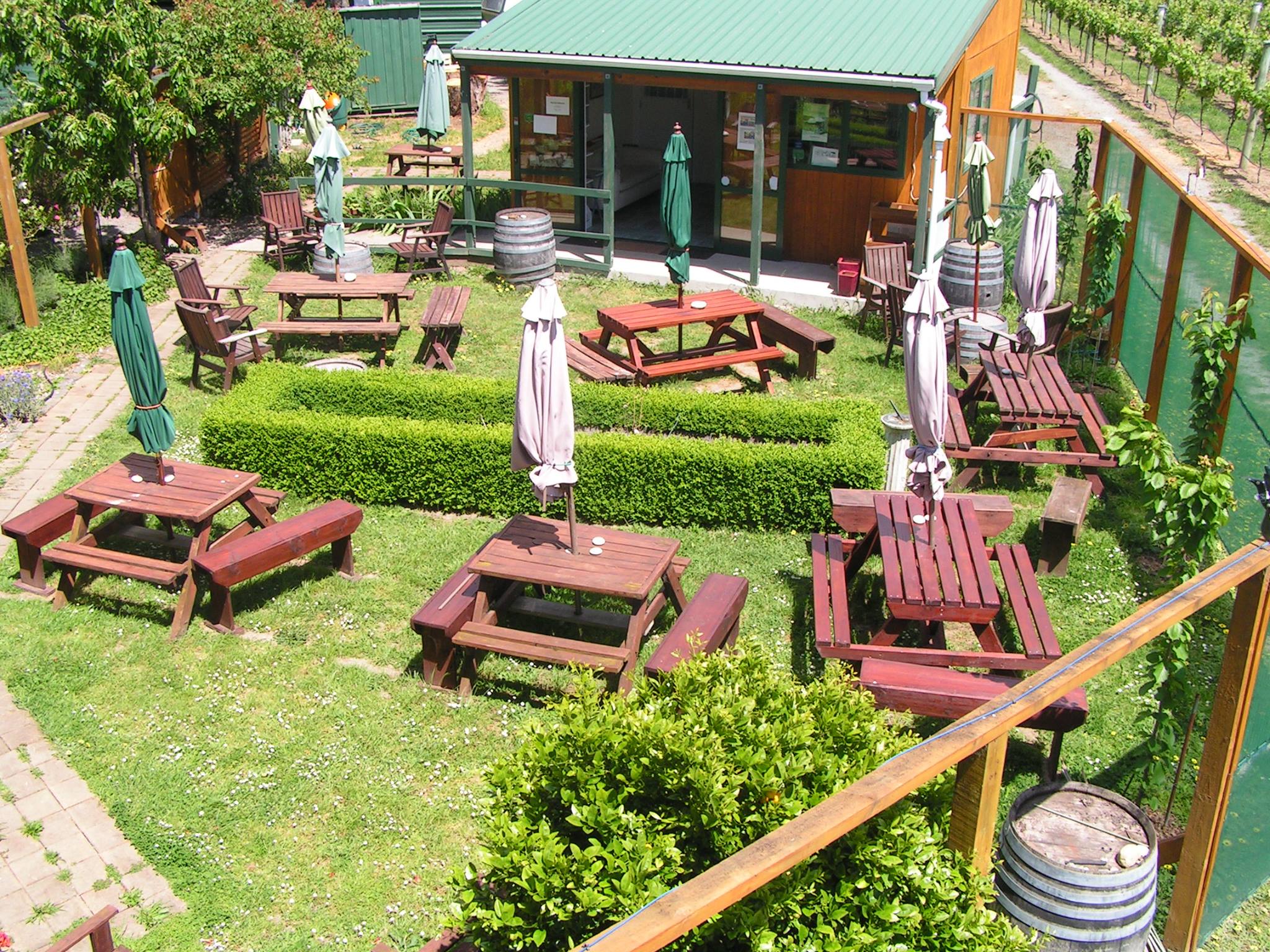 Table set-up in outdoor courtyard 