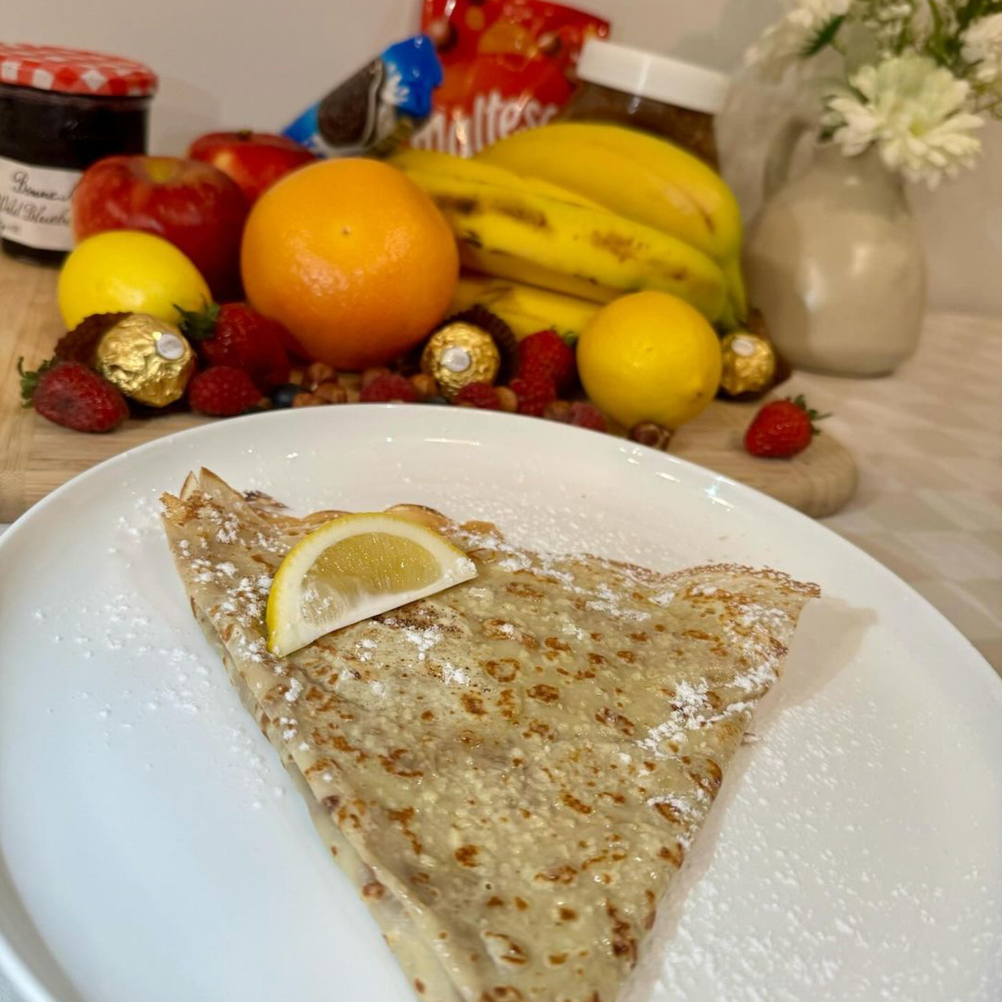 Lemon crepe on a plate 