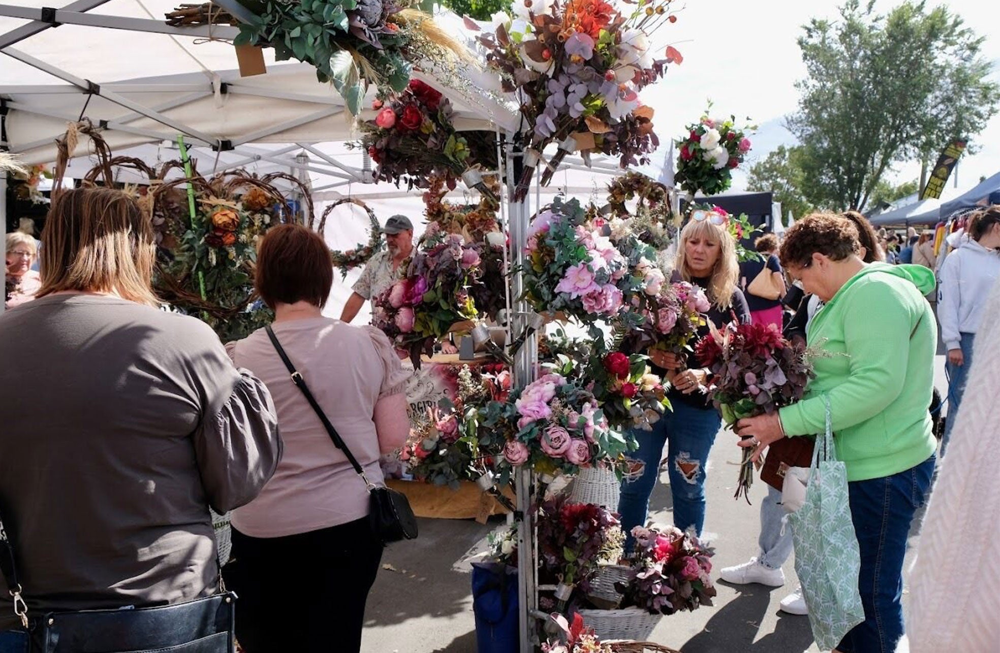 buying flowers at fair