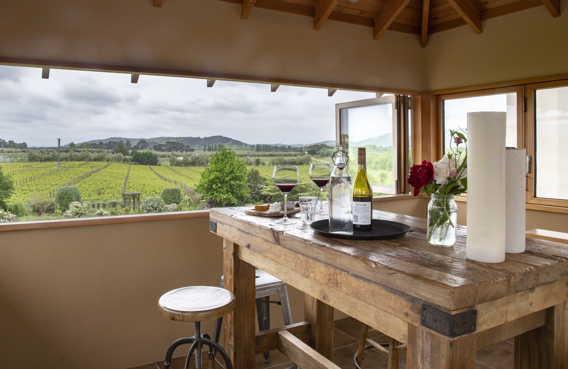 View of vineyard from lookout room 