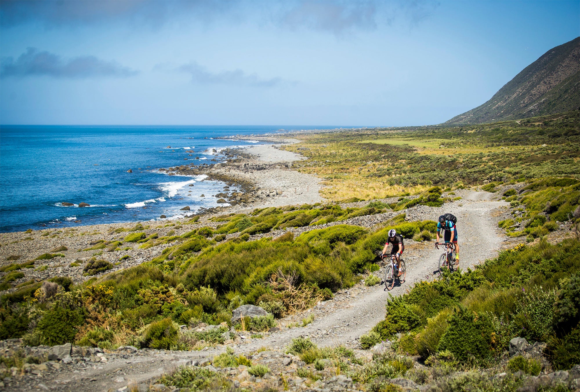 Cyclists along the coastline 