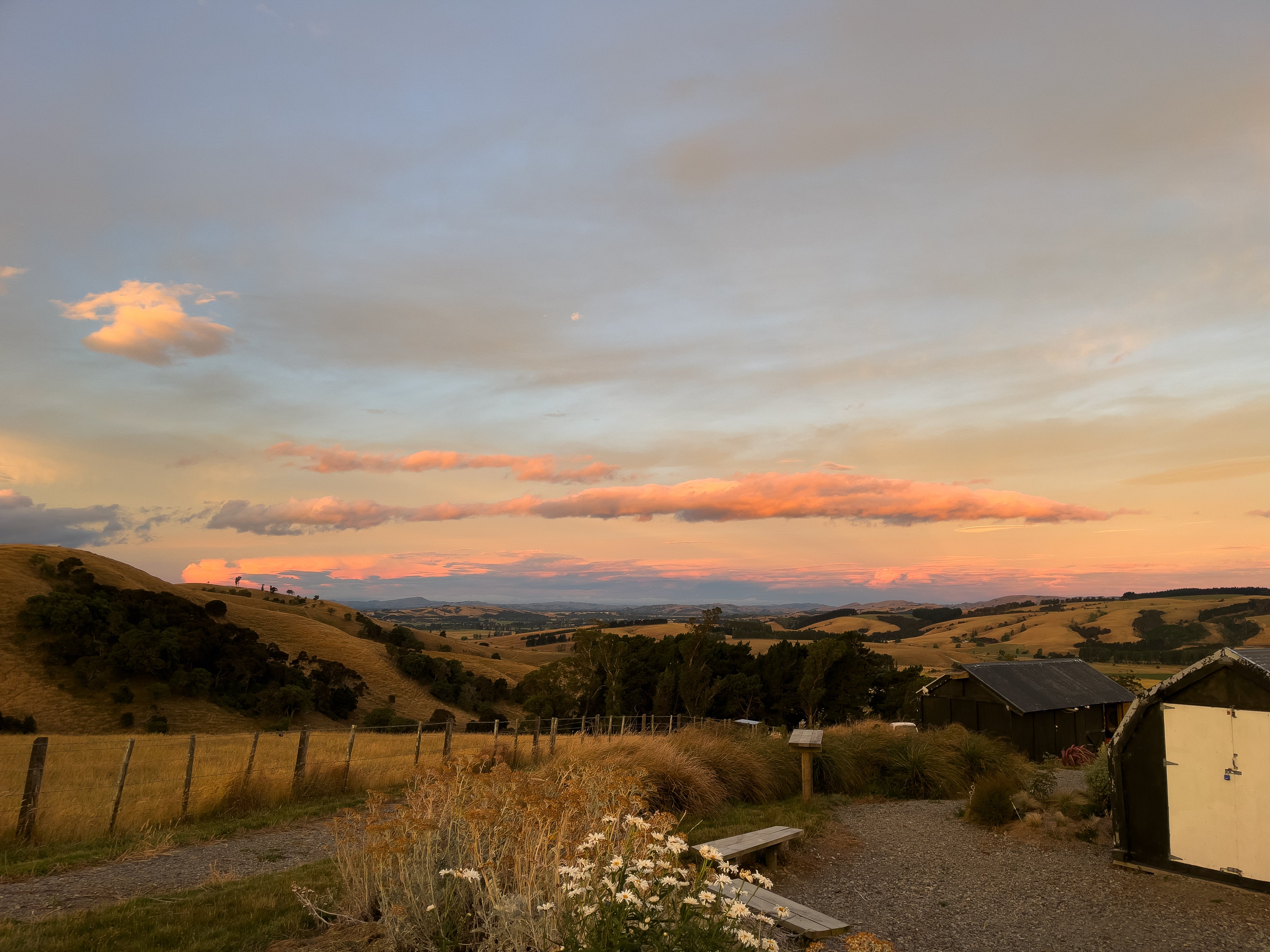 We are stargazing from a stunning place on top of a hill on Ponatahi Road, 10 minutes from Martinborough. In this photo, you can see the Ponatahi Valley. 