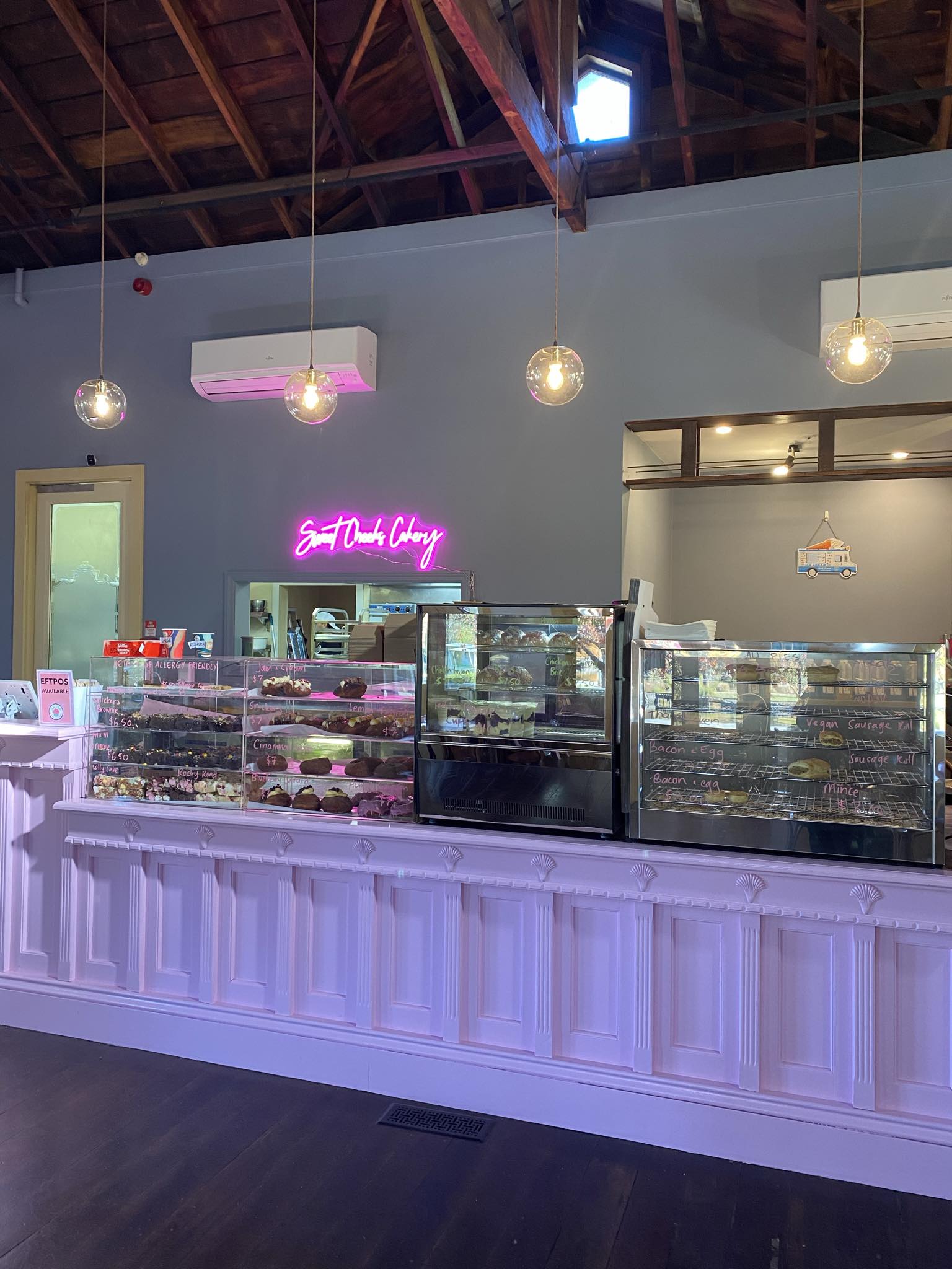 Cake display in cafe 