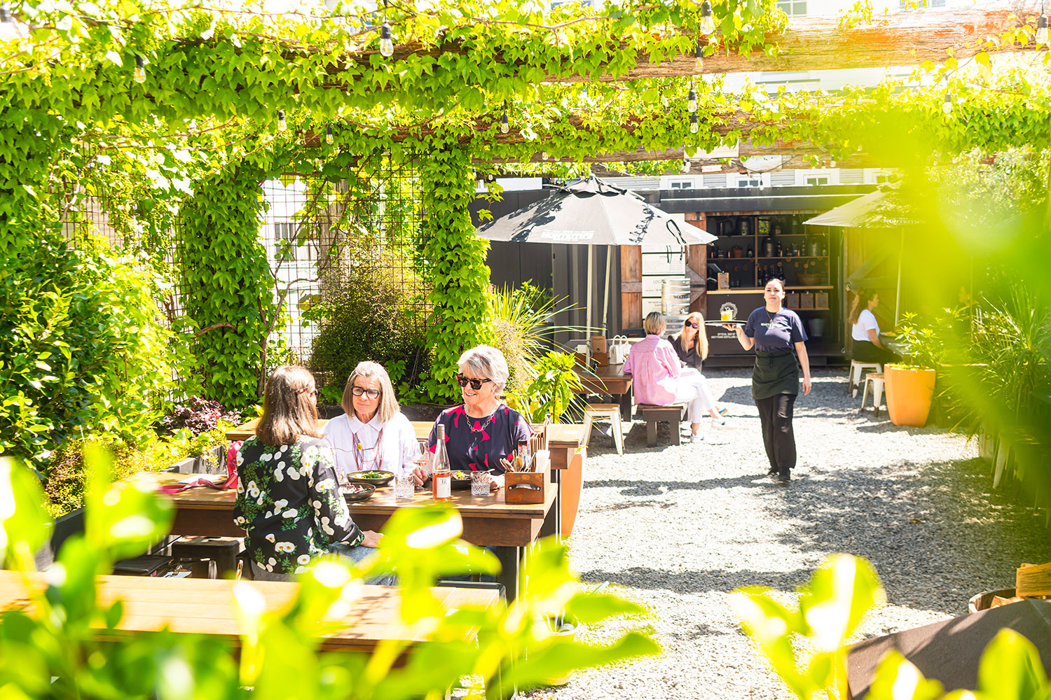 People in the garden bar