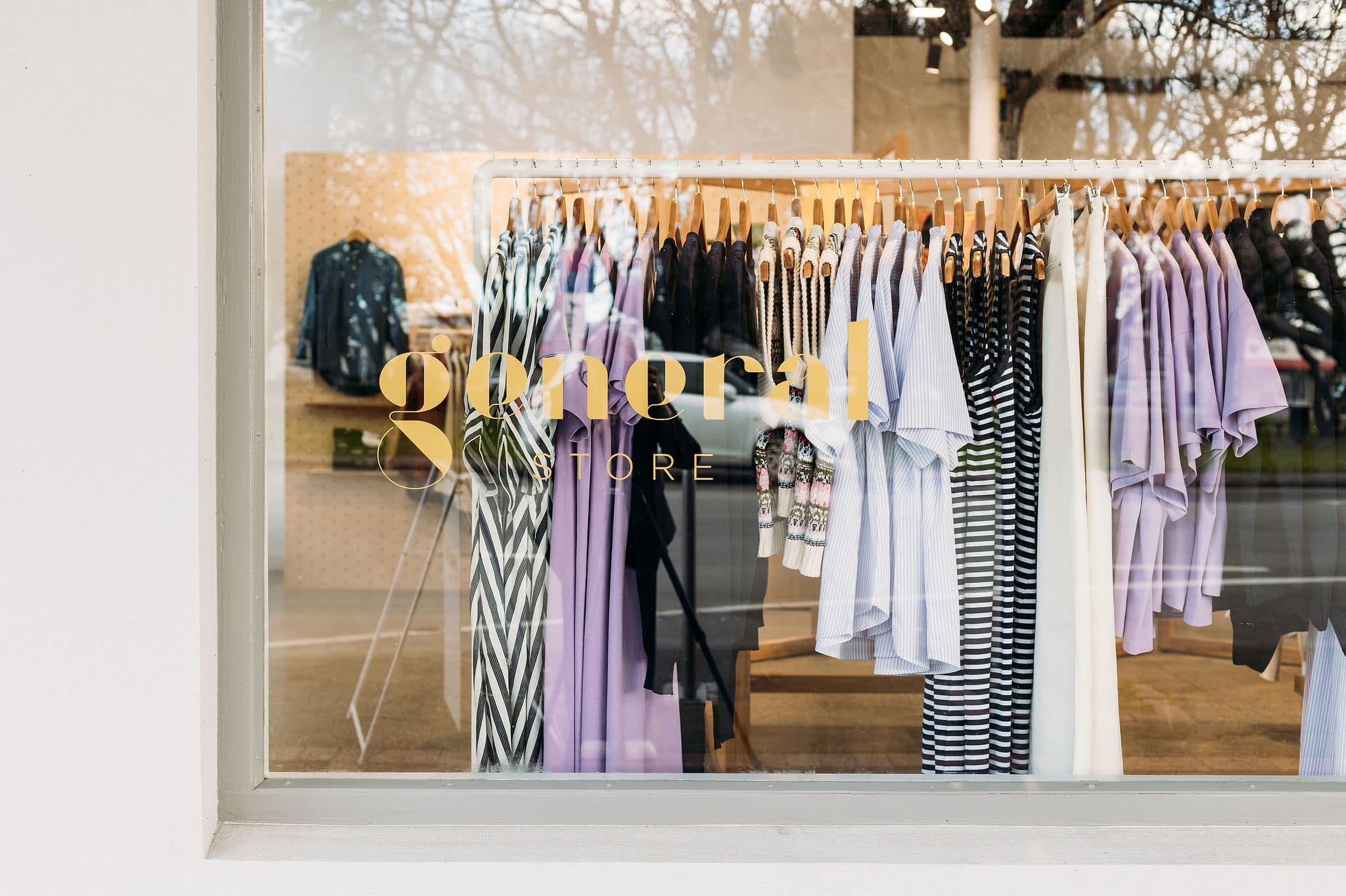 Rack of clothing in Martinborough shop 