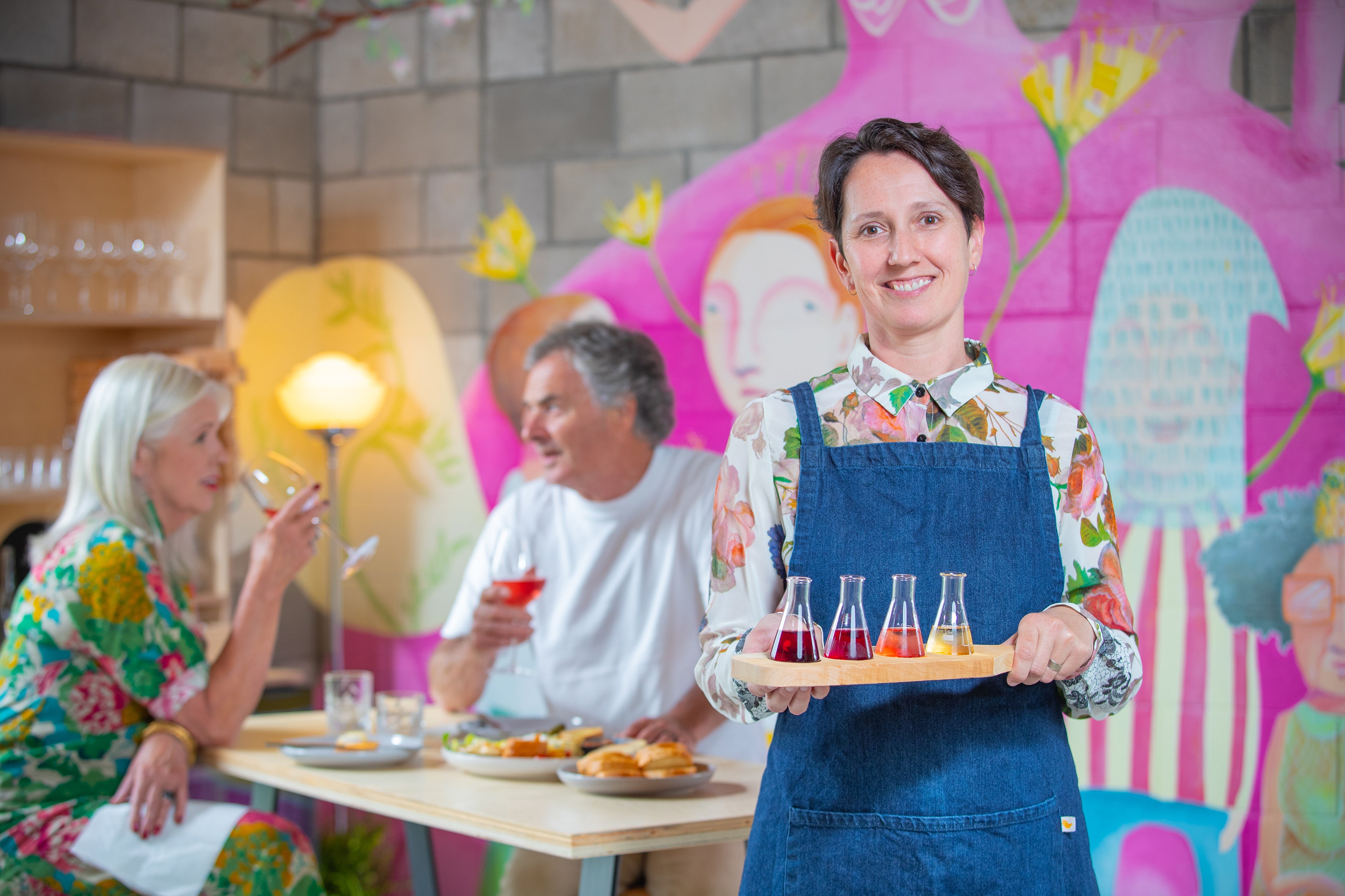 Lady holding wine tastings 