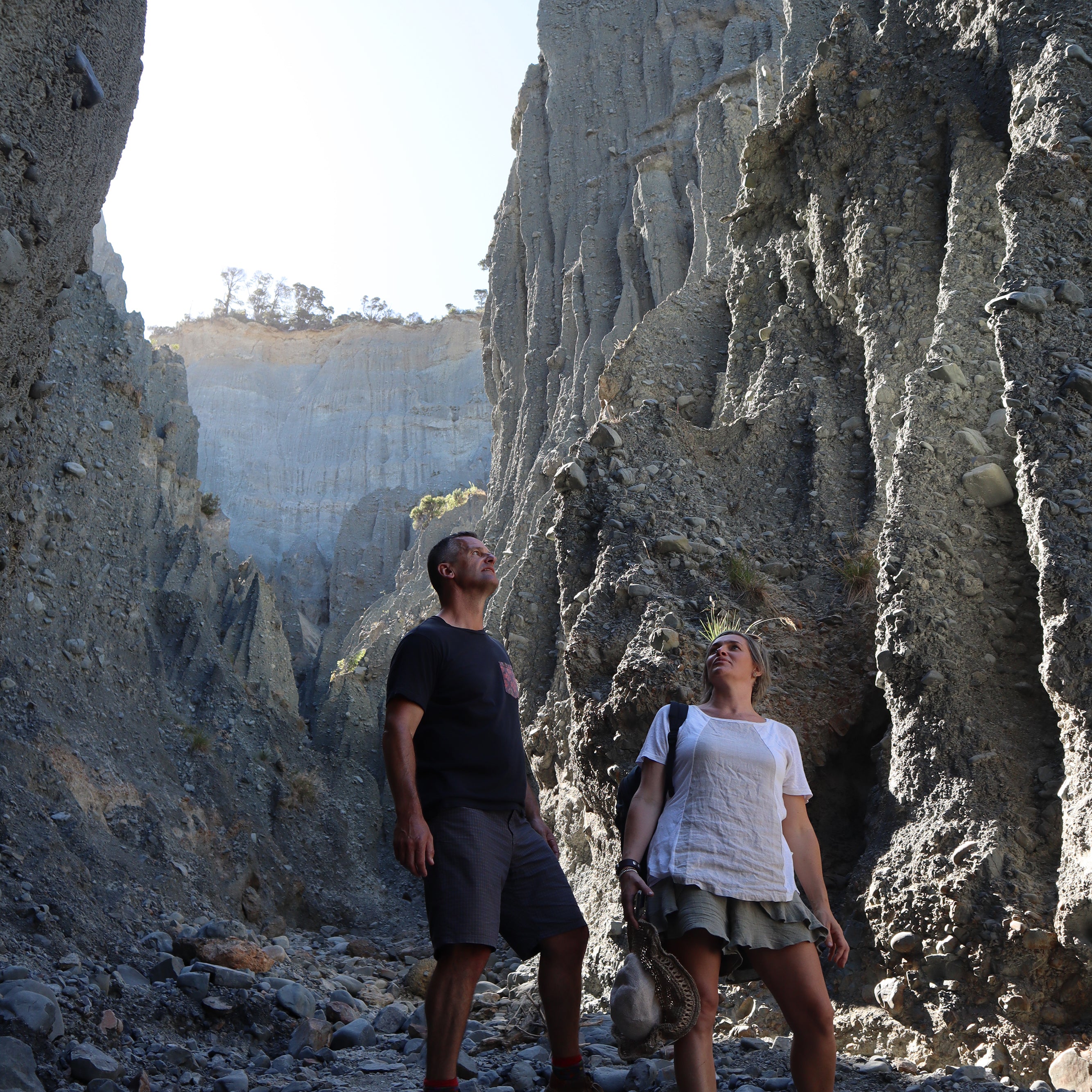 People admiring rock formations 