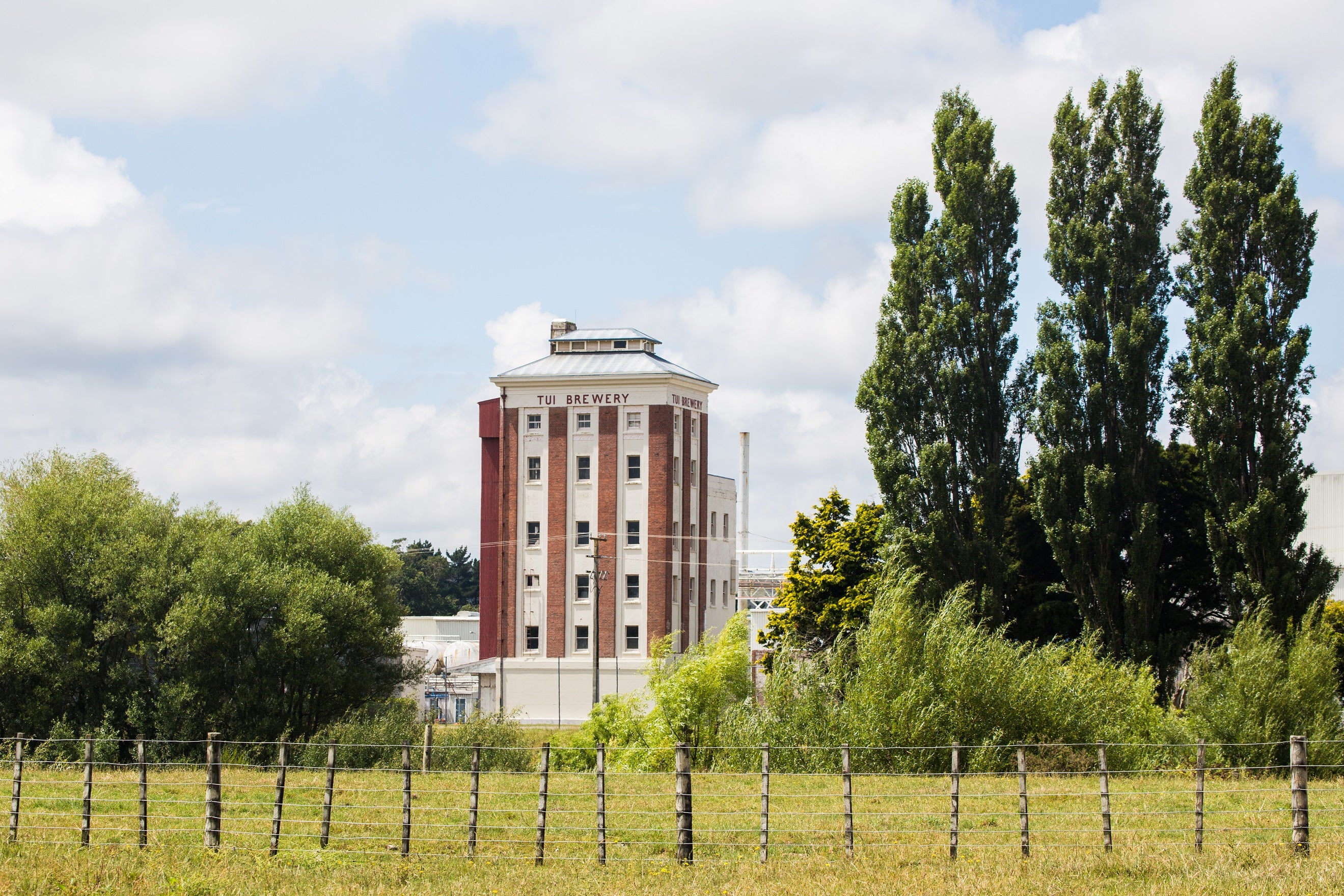 The tall and narrow brewery tower 