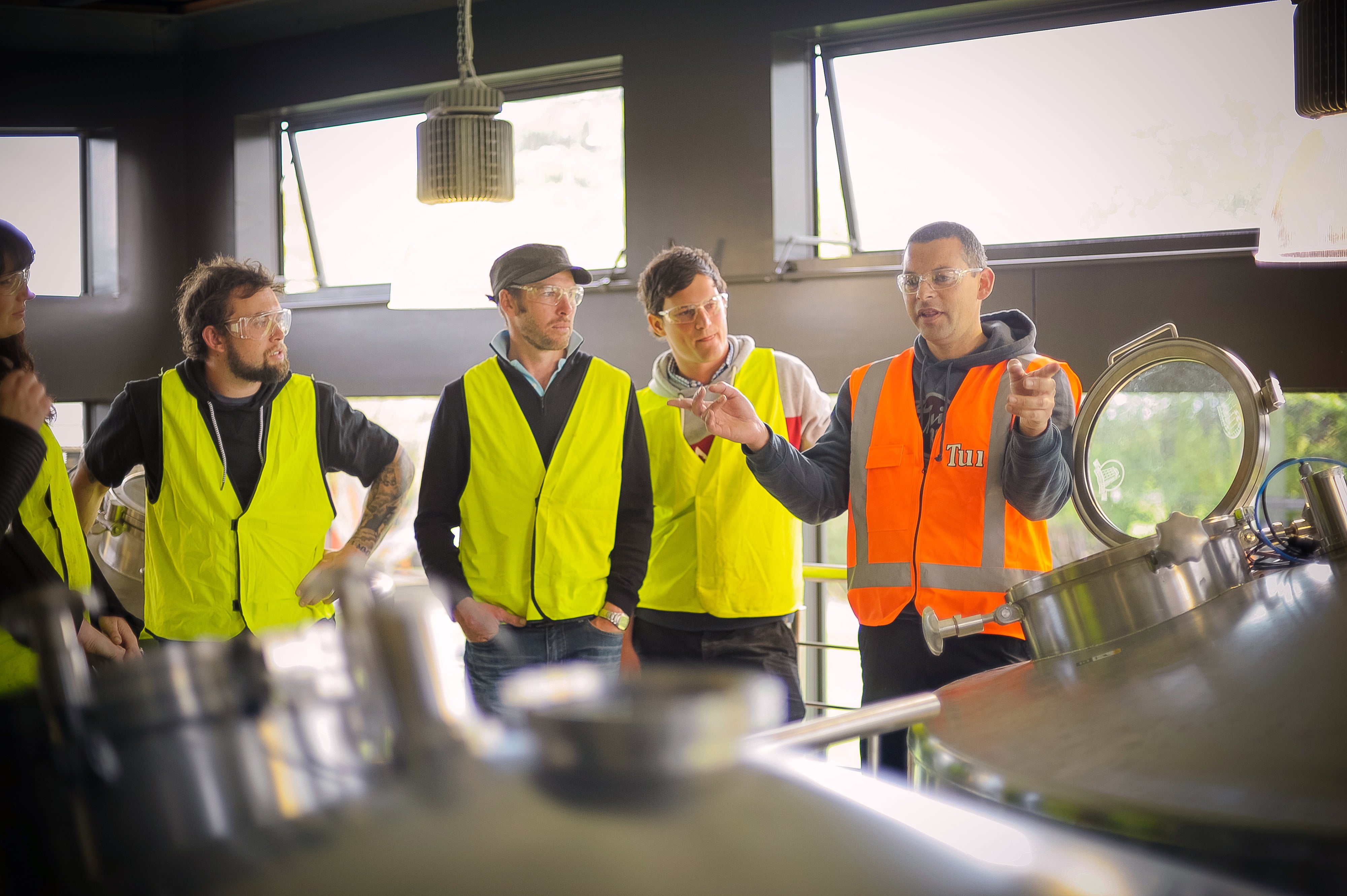 Men on a brewery tour 