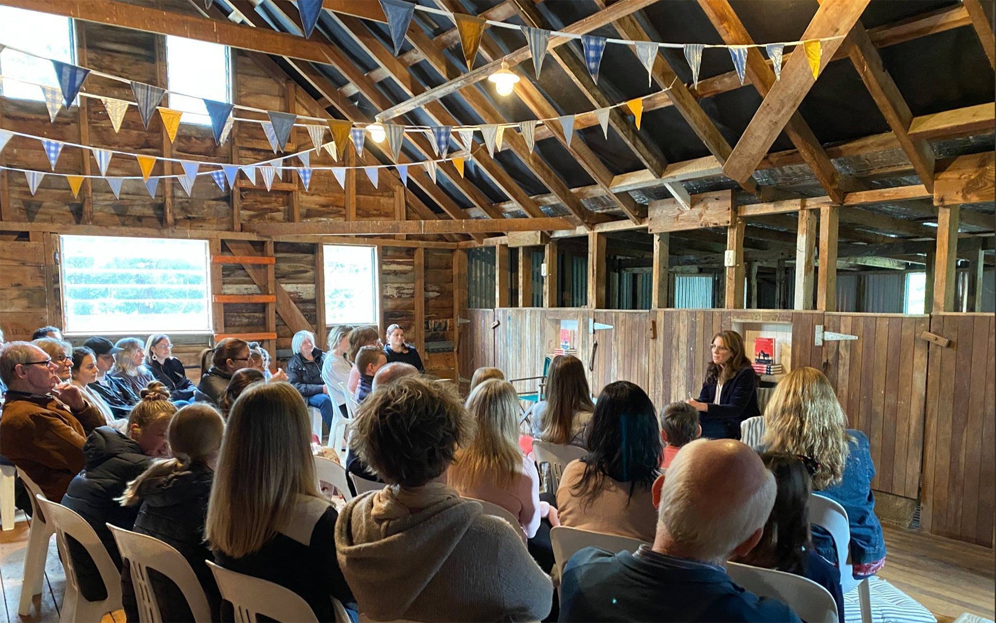 Book talk in a woolshed