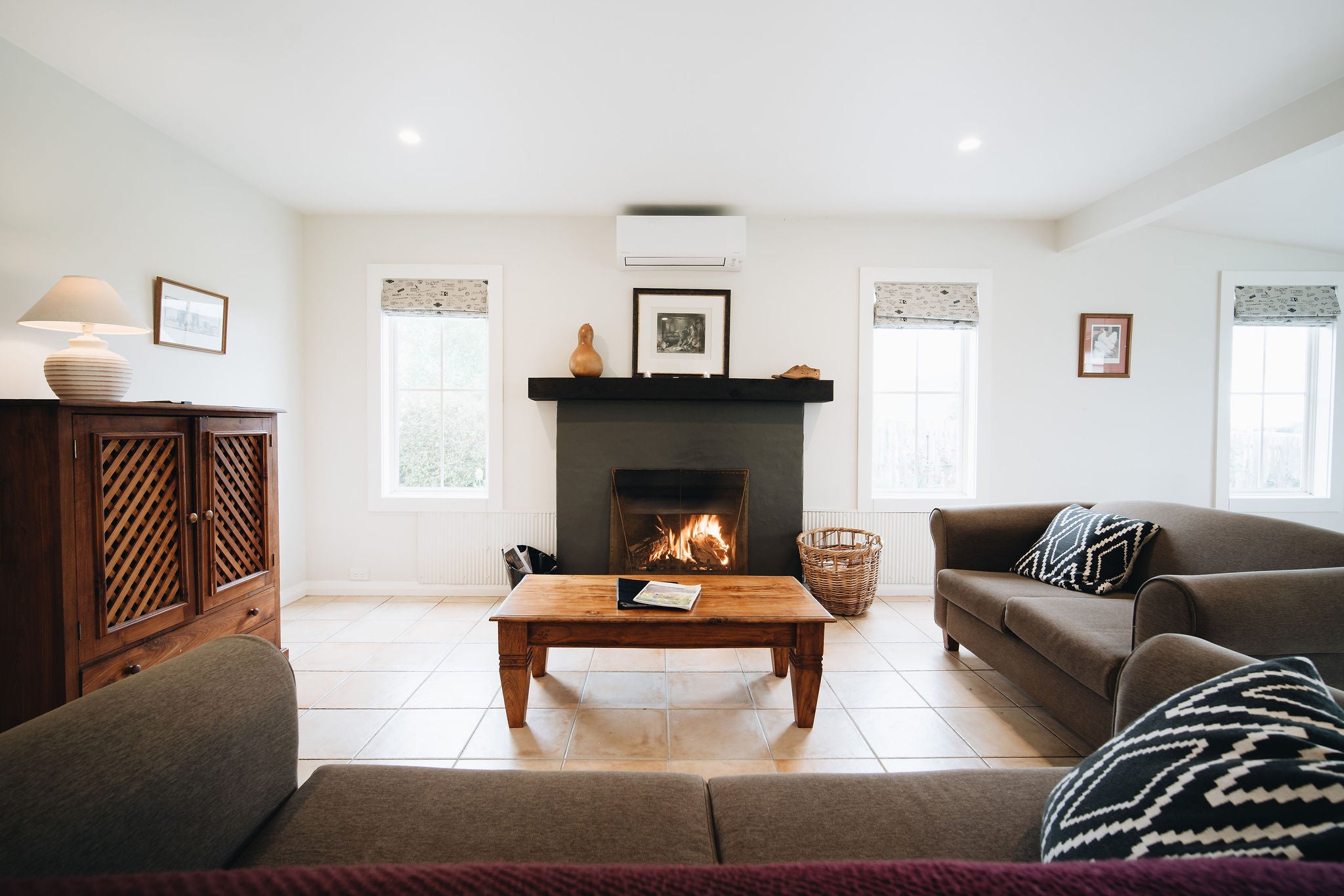 Cottage Lounge with Open Fireplace