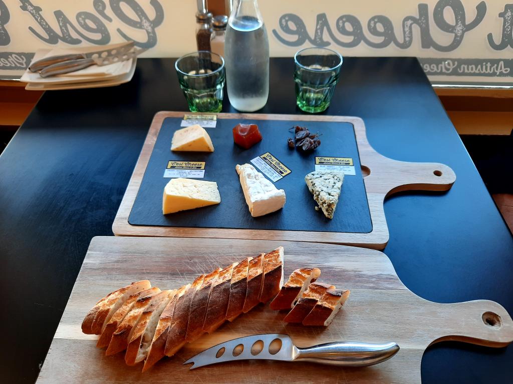 Shared cheese platter at C'est Cheese Artisan Deli